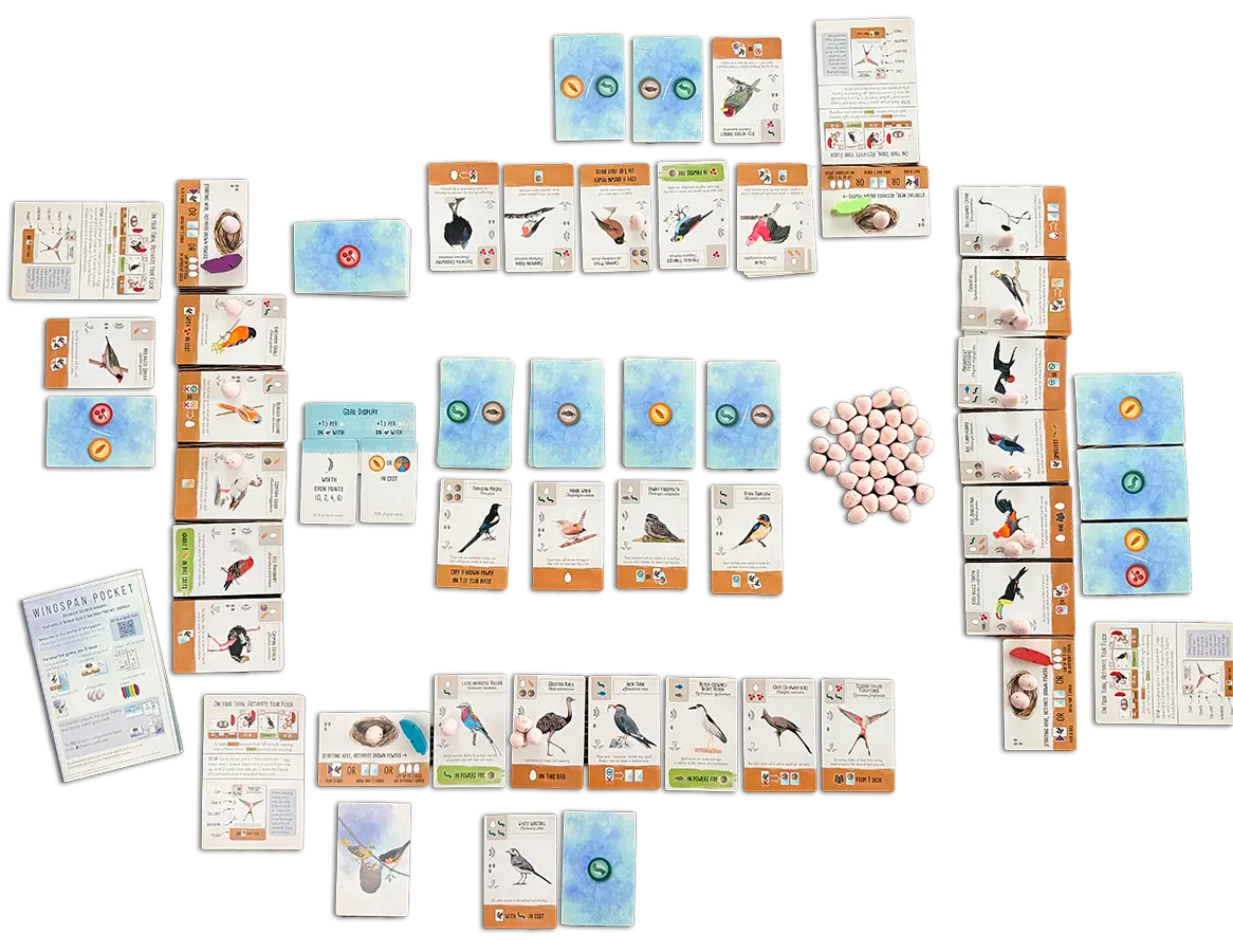 Wingspan Pocket game setup